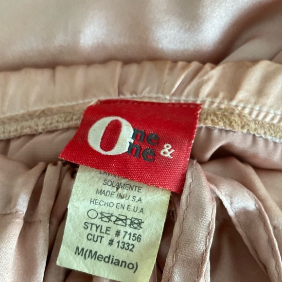 One & One Satin Drawstring Lounge Pants Crop Peach Silky Vintage Size Med - Picture 4 of 4